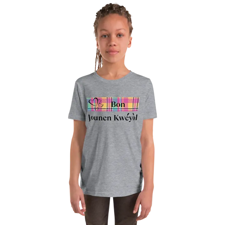 Kwéyòl Hearts Madras Youth T-Shirt product image (2)