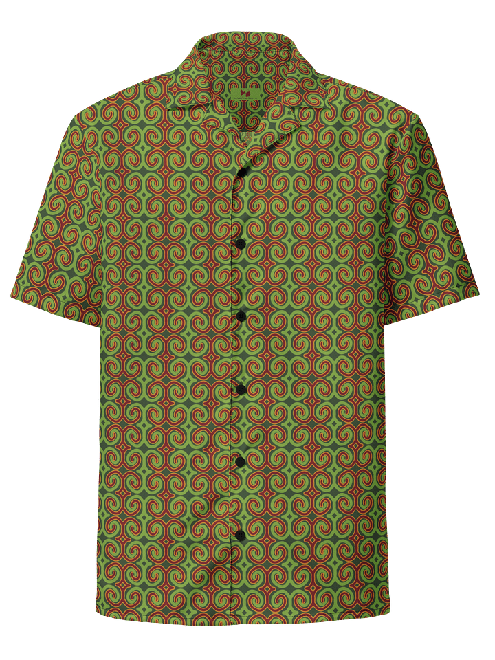 Red & Green Christmas Swirl Oversized Button-Down Shirt product image (1)