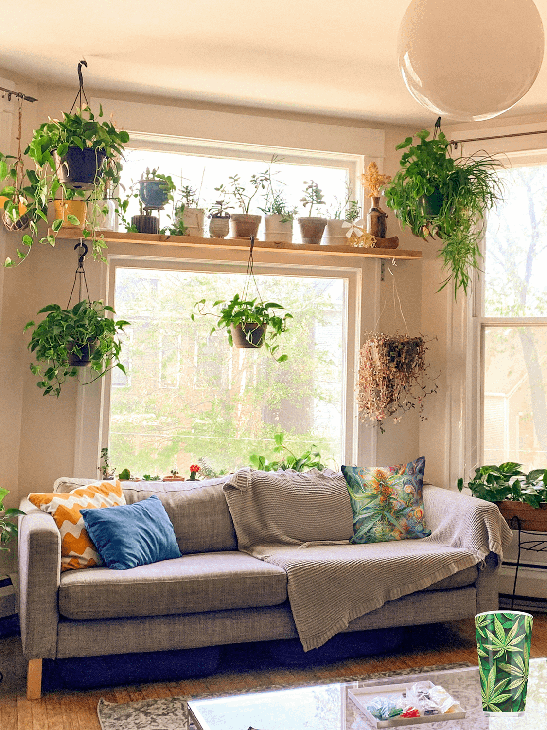 Psychedelic Bloom Cannabis Leaf Pillow – Abstract Trichome Art Vibe for Your Chill Zone product image (2)