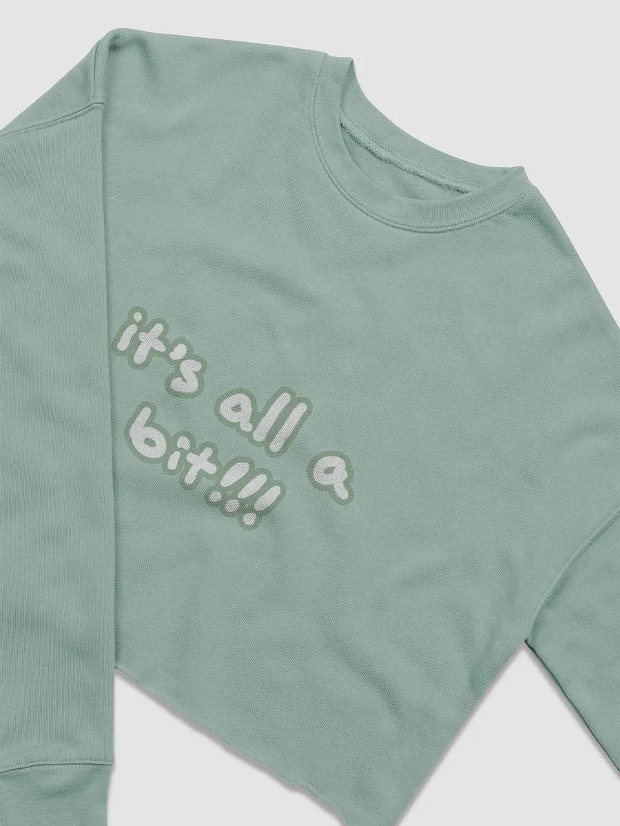 “It’s all a bit!!!” (sm. lined design, #96B697) Women's Fleece Crop Sweatshirt product image (9)