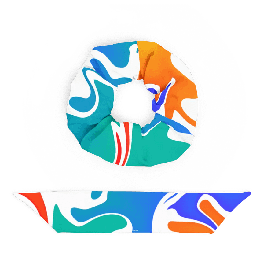 Blue, Orange and white Abstract Art All-Over Print Scrunchie product image (10)