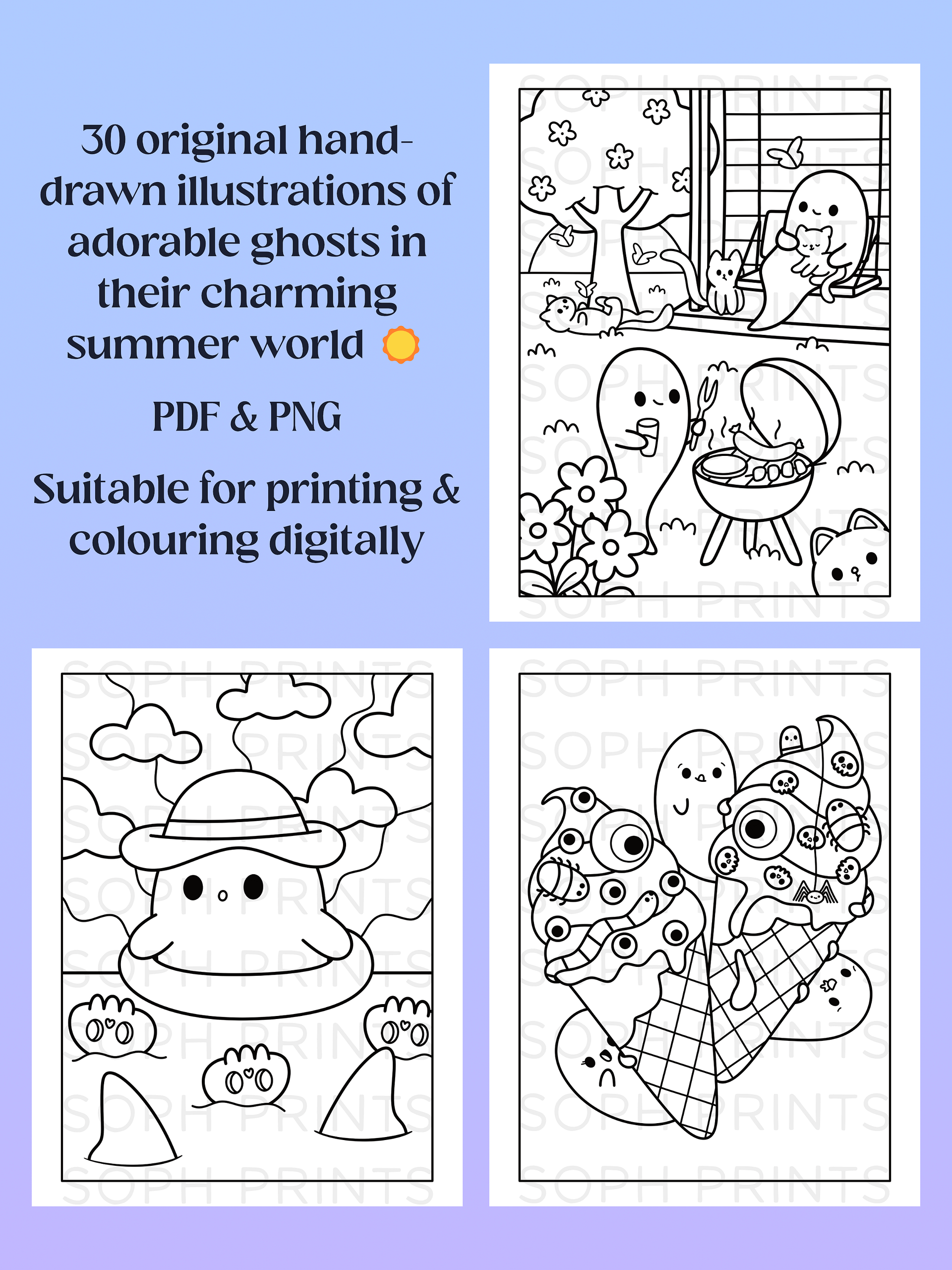 Ghosts of Summer Digital Colouring Book product image (2)