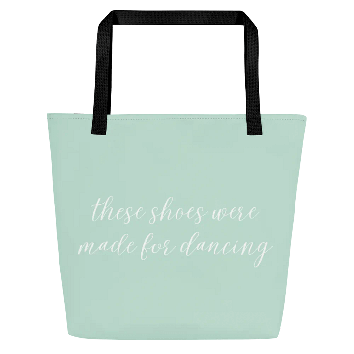 Shoe Bag Tote | Mint with White Logo and Quote product image (1)