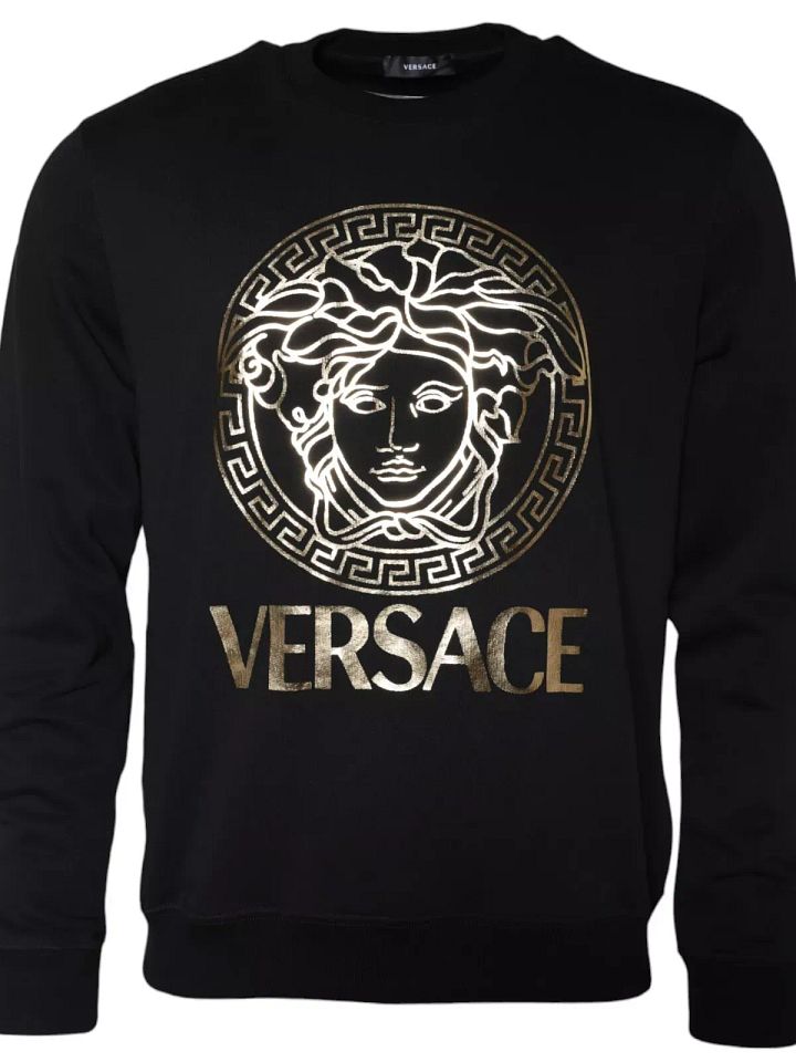 VERSACE Sweater Black Medusa Fleece Cotton Crew Neck Sweatshirt s. L RRP 1260usd product image (1)