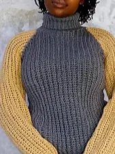 Crochet Turtle Neck Color Block Sweater Pattern product image (2)