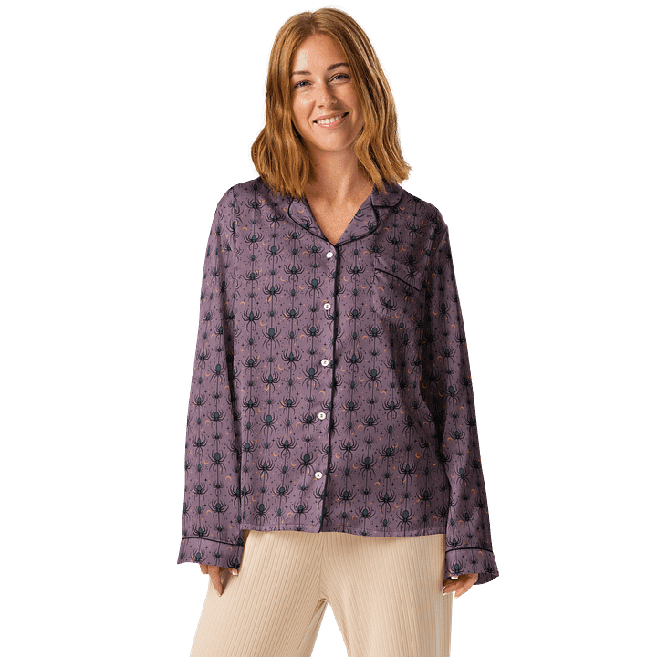 Spooky Spiders Halloween Pajama Shirt in Purple product image (1)