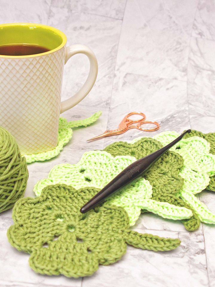 Four Leaf Clover - Shamrock Crochet Coasters product image (2)