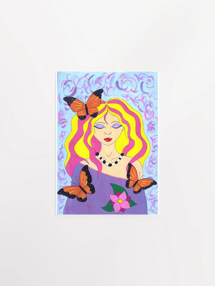 Butterfly spring woman (art by Dina R.) acrylic painting picture - Enhanced Matte Paper Poster (in) product image (1)