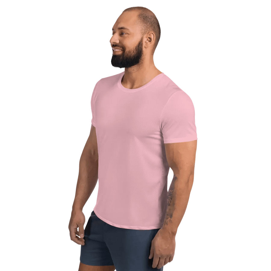 Plain Color Pink Athletic T-Shirt product image (3)