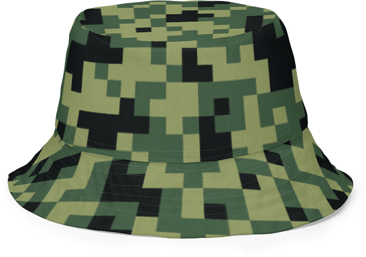 Military Green Camouflage Pixels Camo Pattern Reversible Bucket Hat product image (2)