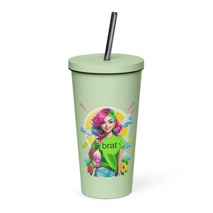 Brat 20 oz Tumbler Cup - Mint - Insulated Tumbler with a Straw v5 product image (1)