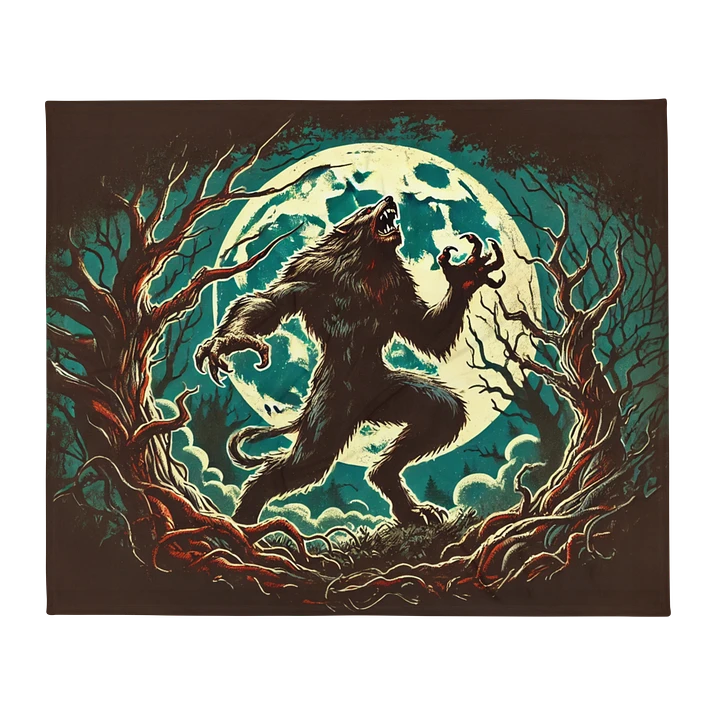 Werewolf Under a Full Moon Throw Blanket product image (2)