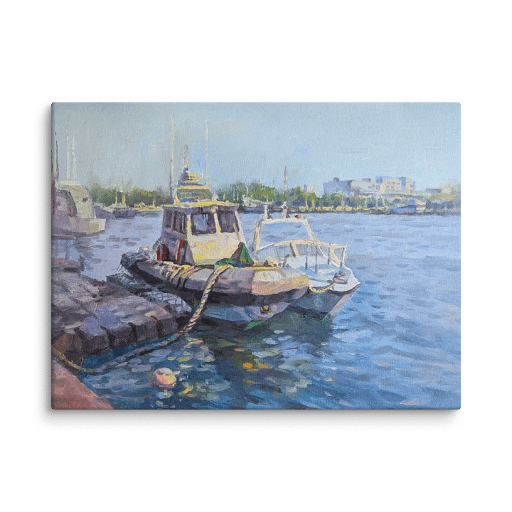 Harborside and Boats-Oil Painting Canvas Print product image (6)