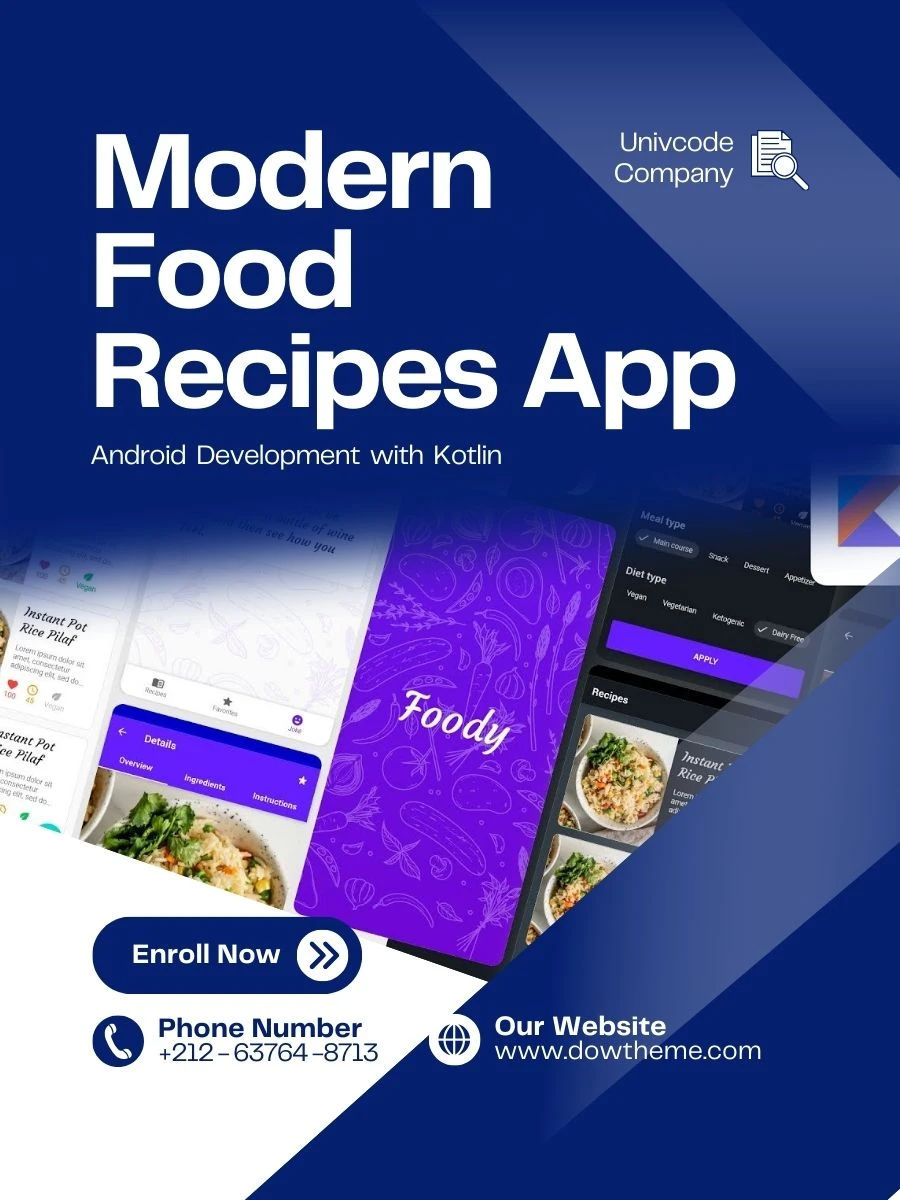 Modern Food Recipes App - Android Development with Kotlin - Full Course product image (1)