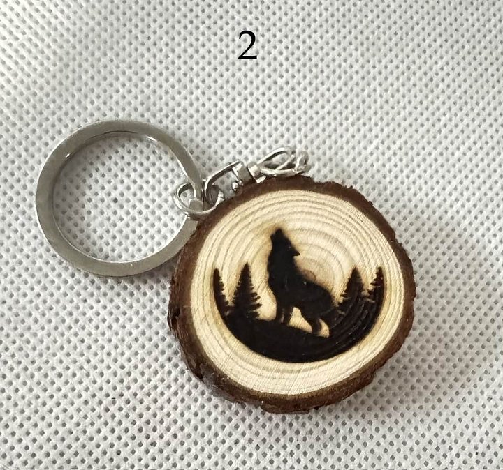 Engraved Wood Slice Keychains | Fantasy, Rose & Snake Designs | Nature-Inspired Gift product image (2)