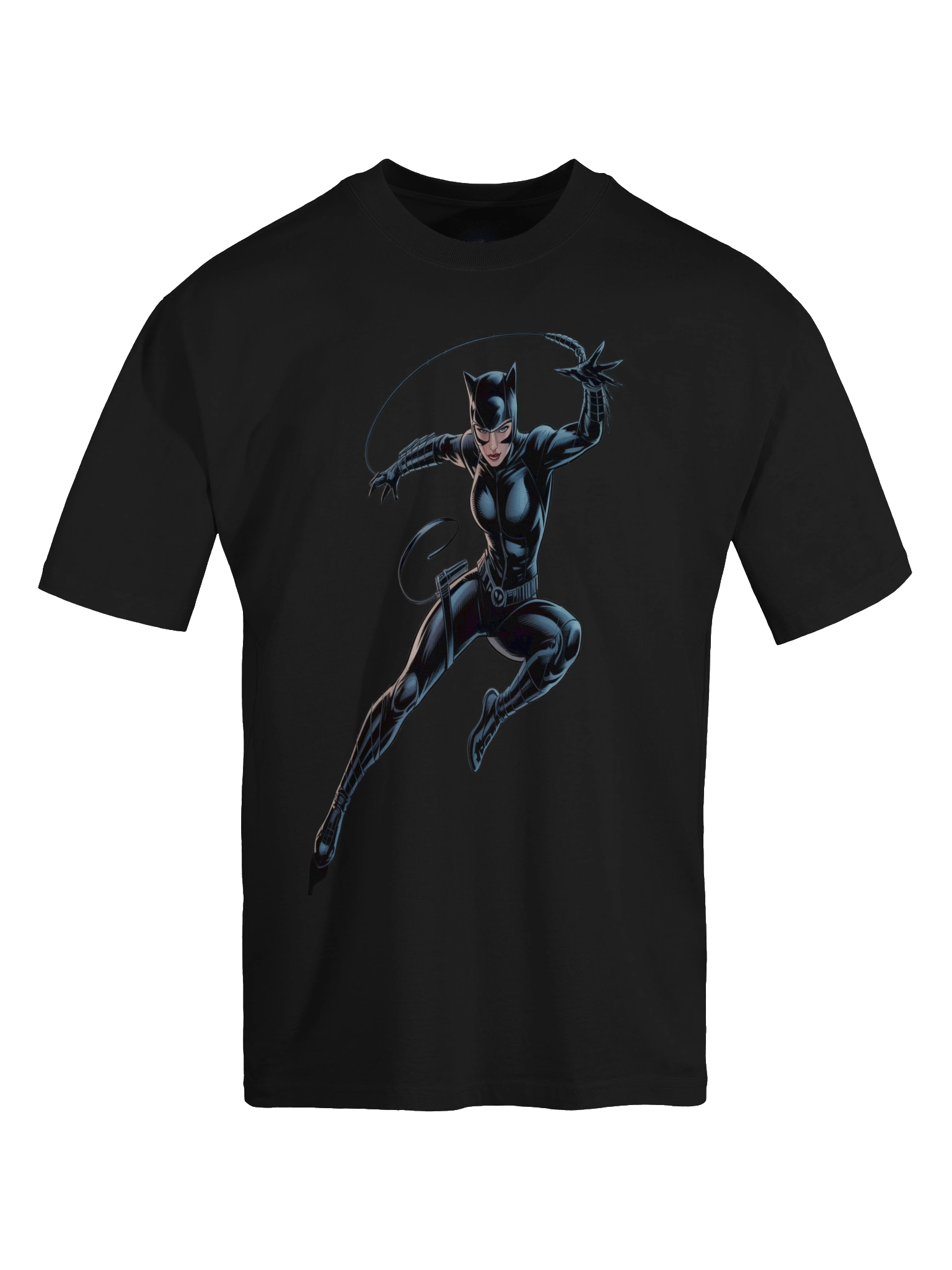 Whip's Fury: Catwoman's Midnight Leap Oversized Faded T-Shirt product image (1)
