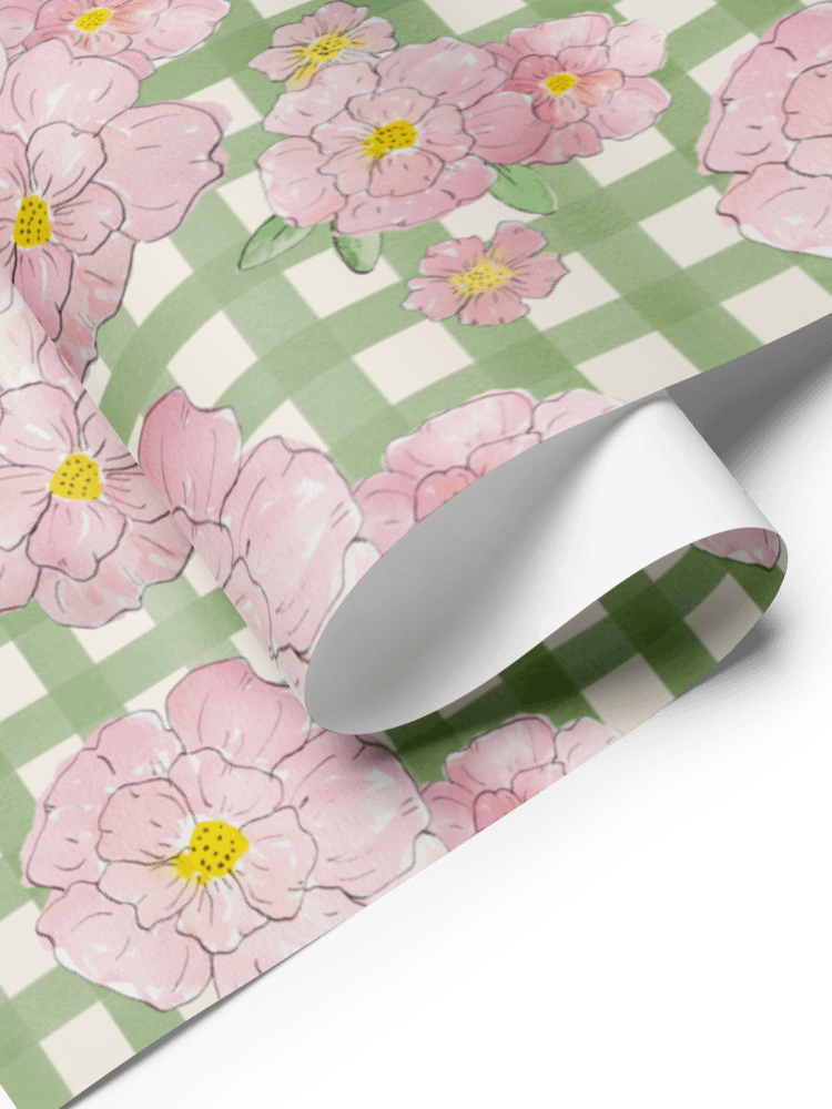 Gingham Blossoms Wrapping Paper Set of 3 Sheets product image (5)