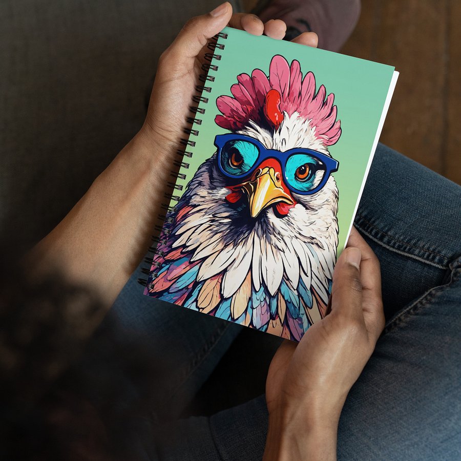 Colorful Chicken with Glasses Spiral Notebook product image (4)