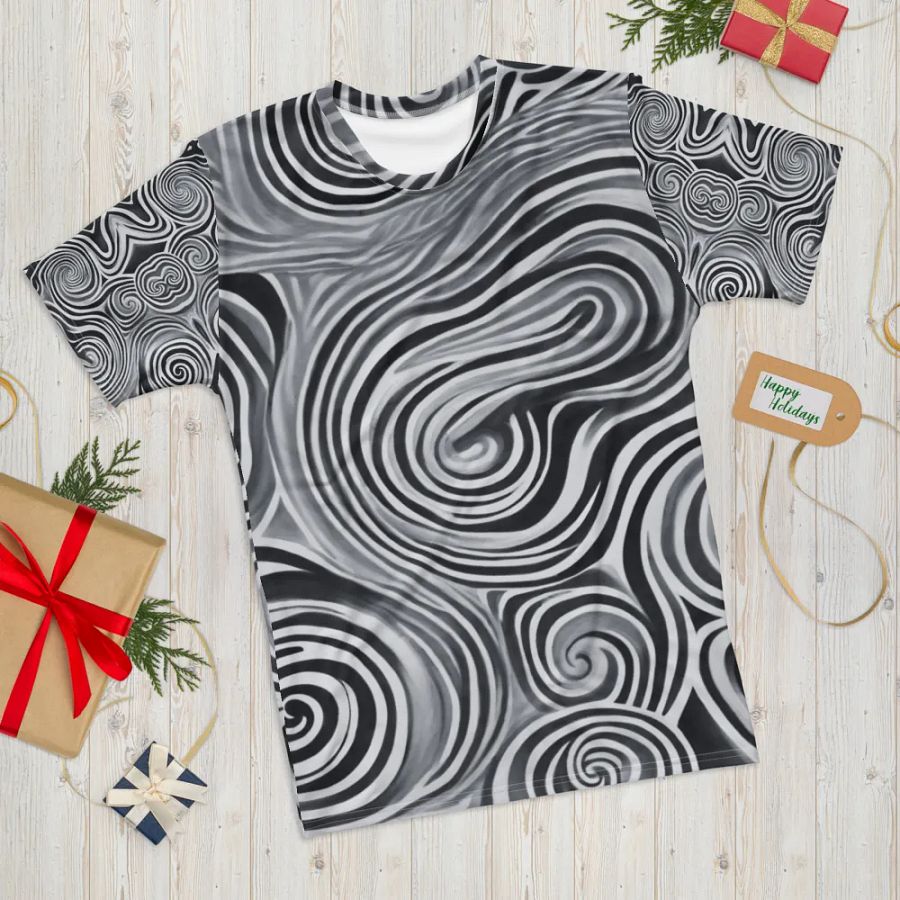 Funky Black and White Noir Liquid Tie-Dye Men's T-shirt product image (5)