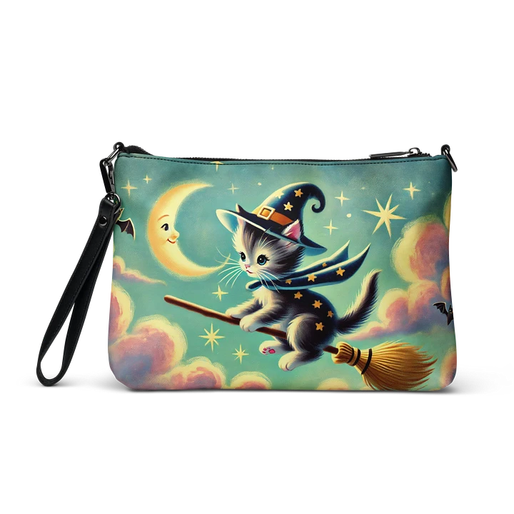 Kitten Witch on Broomstick Crossbody Bag - Halloween Purse product image (2)