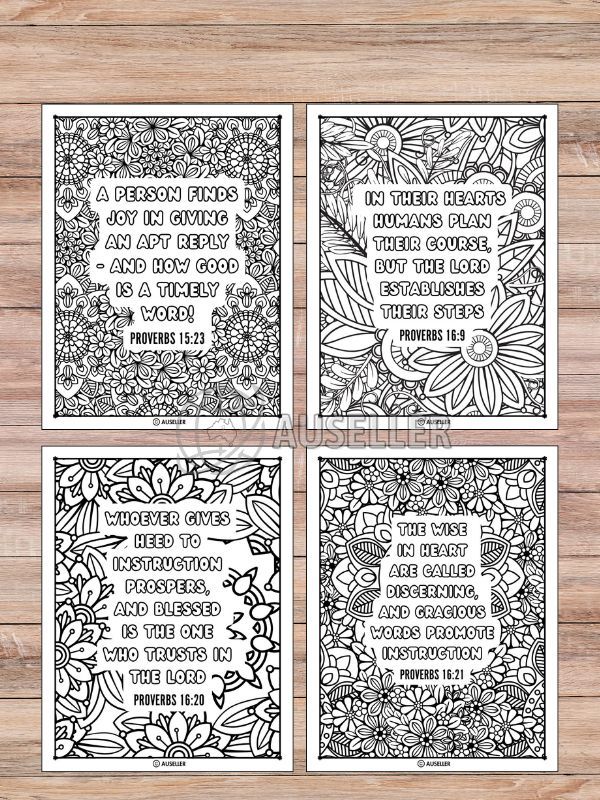 Printable Christian Colouring Book For Women - Colour In Words Of Wisdom: PROVERBS product image (8)