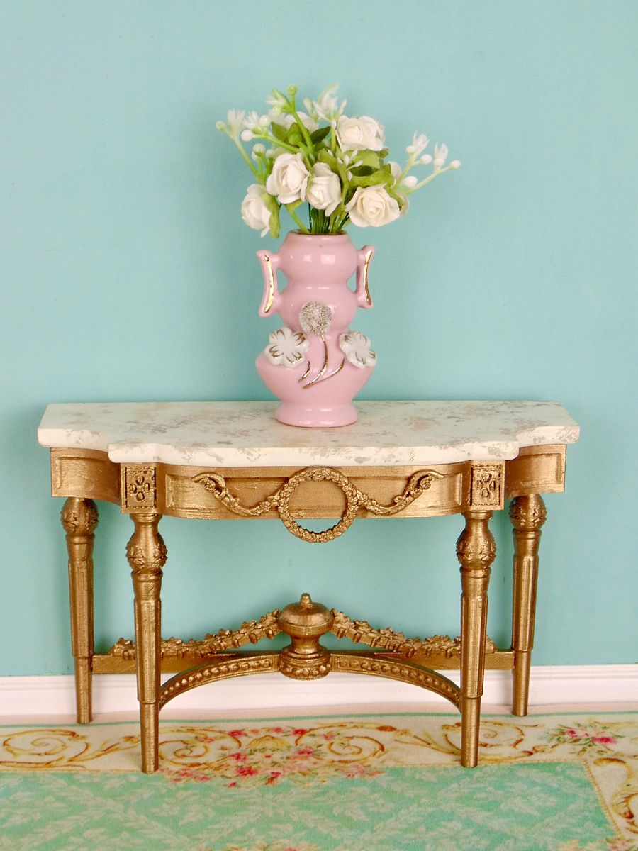 1:6 scale console table for 12” fashion dolls GOLD product image (5)