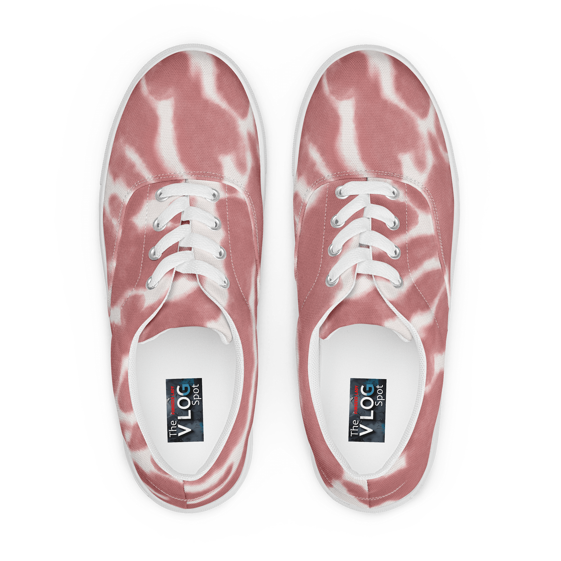 The VLOG Spot Women’s Canvas Lace-Up Shoes – Red & White Tie-Dye product image (1)
