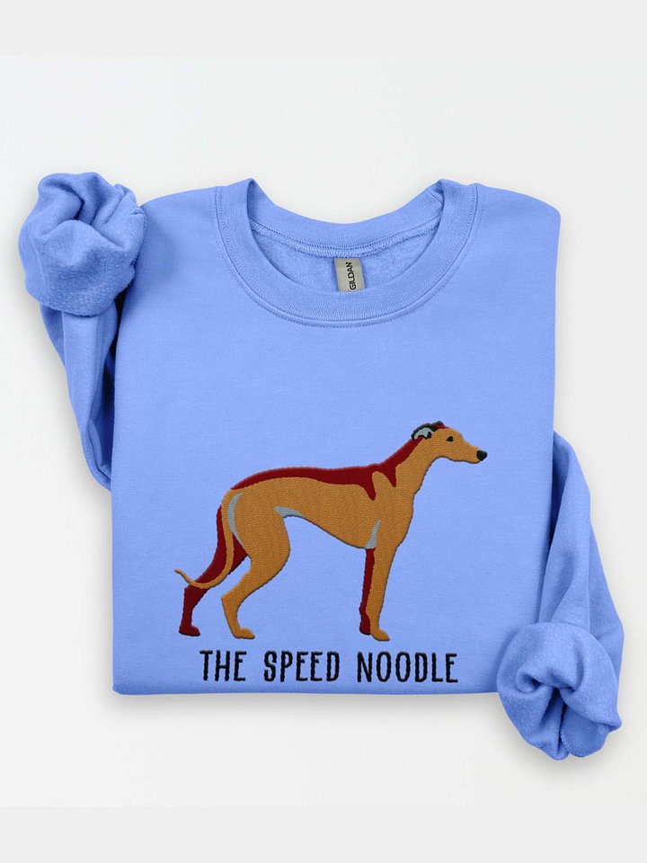 The Speed Noodle Sweatshirt (Embroidered) of an English Greyhound(Tan) product image (1)