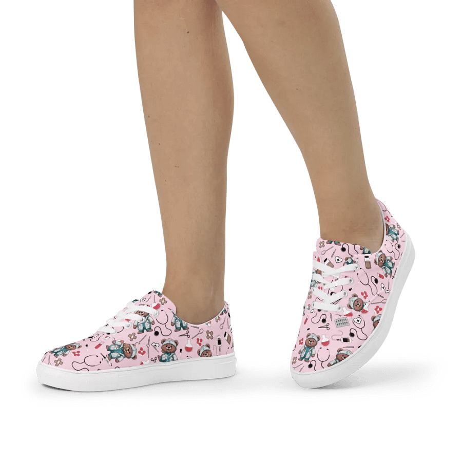 Cute Medical Bears Lace-up Canvas Shoes (Pink) product image (4)