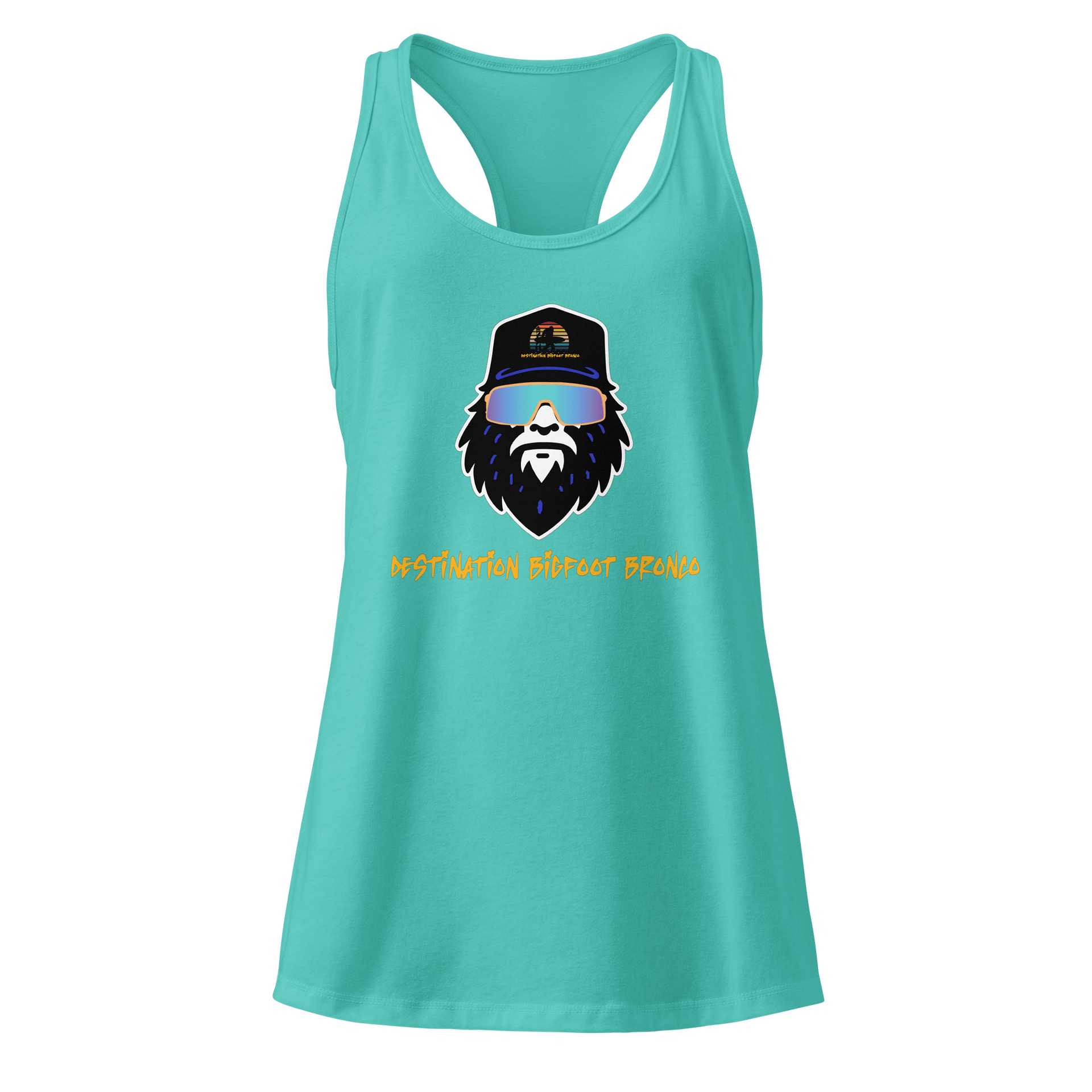 Destination Bigfoot Bronco Bigfoot Logo Next Level Women's Racerback Tank Top (Multi Color Options) product image (13)