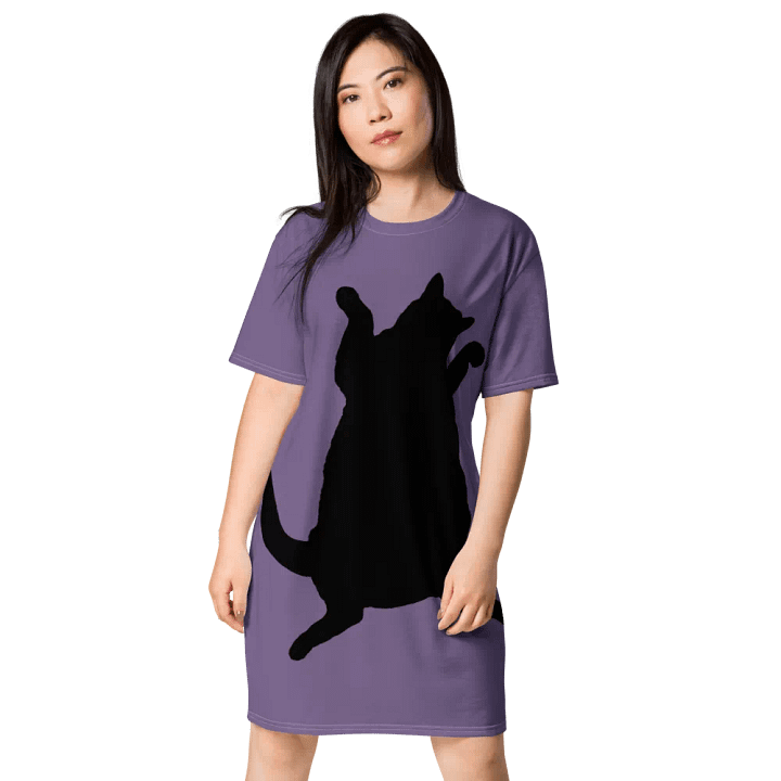 Dancing Demeowcracy Feline Purple T-Shirt Dress product image (1)