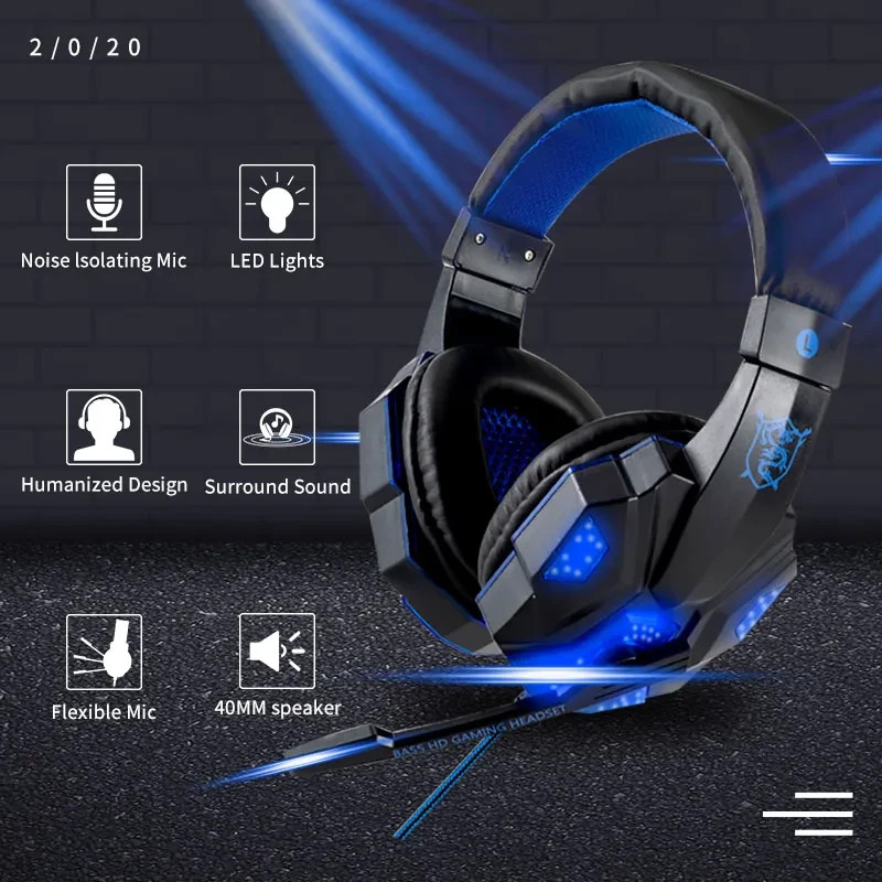 Professional Led Light Wired Gaming Headphones With Microphone product image (4)