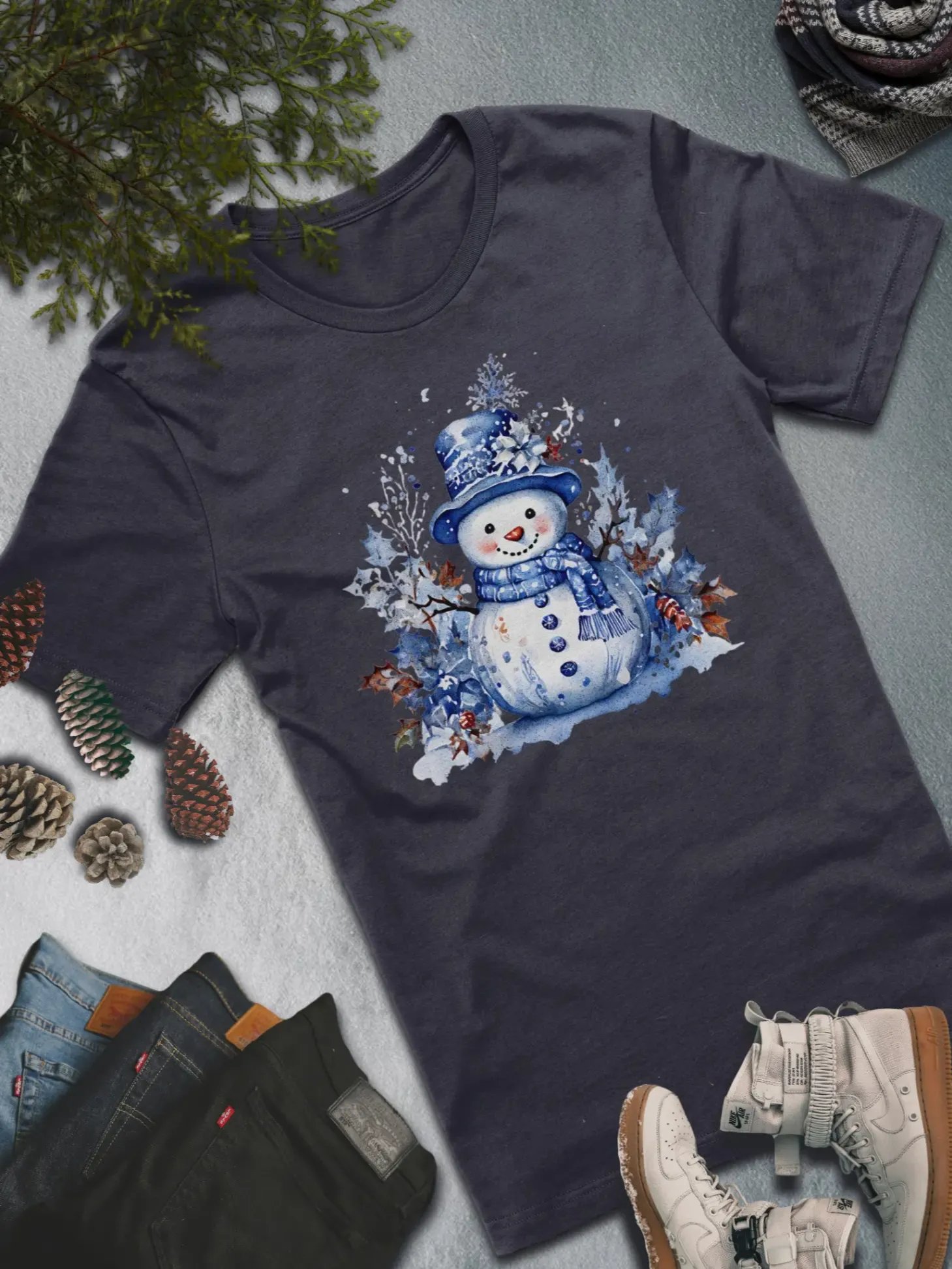 Blue Snowman T-Shirt – Fun and Festive Winter Style product image (4)