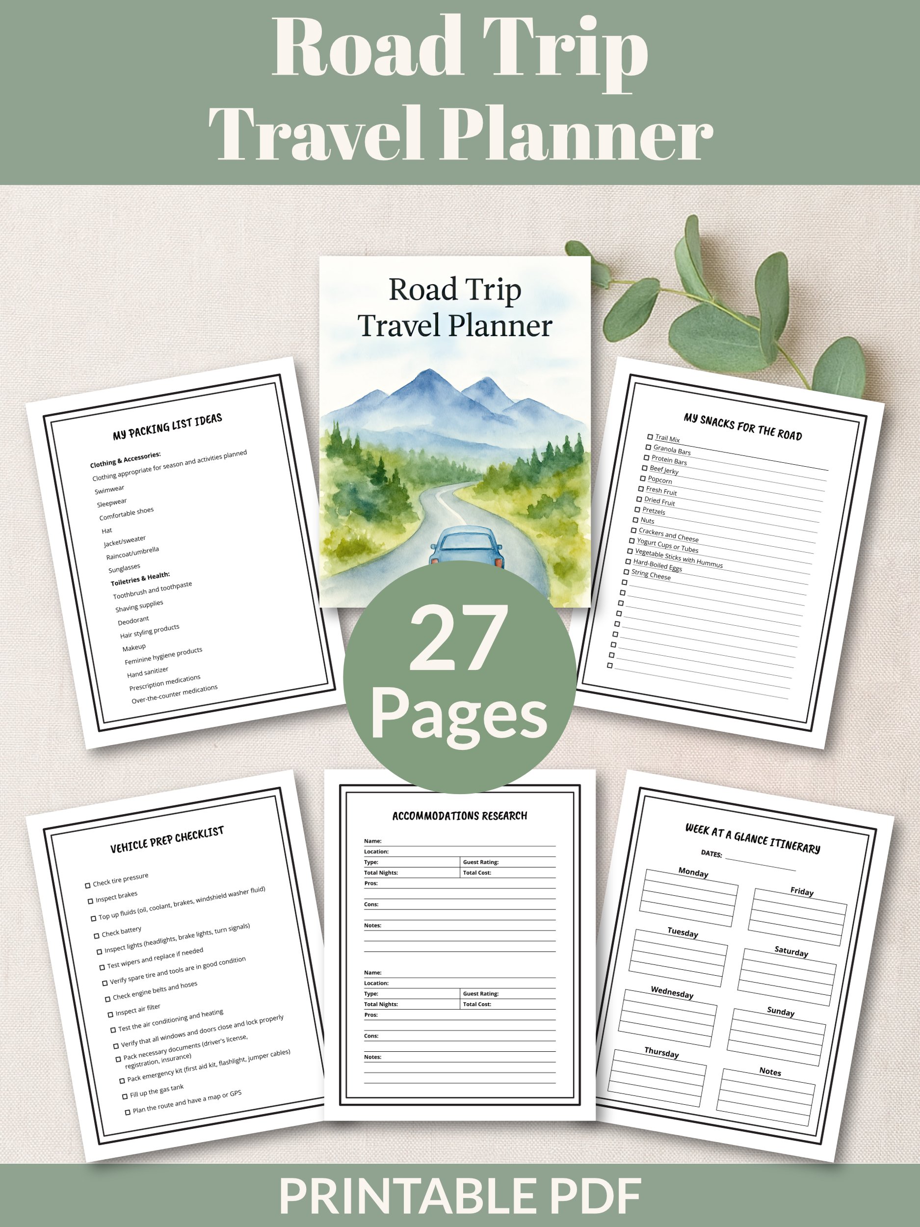 Printable Road Trip Travel Planner product image (1)