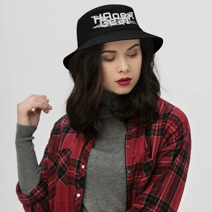 Bucket Hat - Embroidered - White HApex Gear Black Logo product image (1)