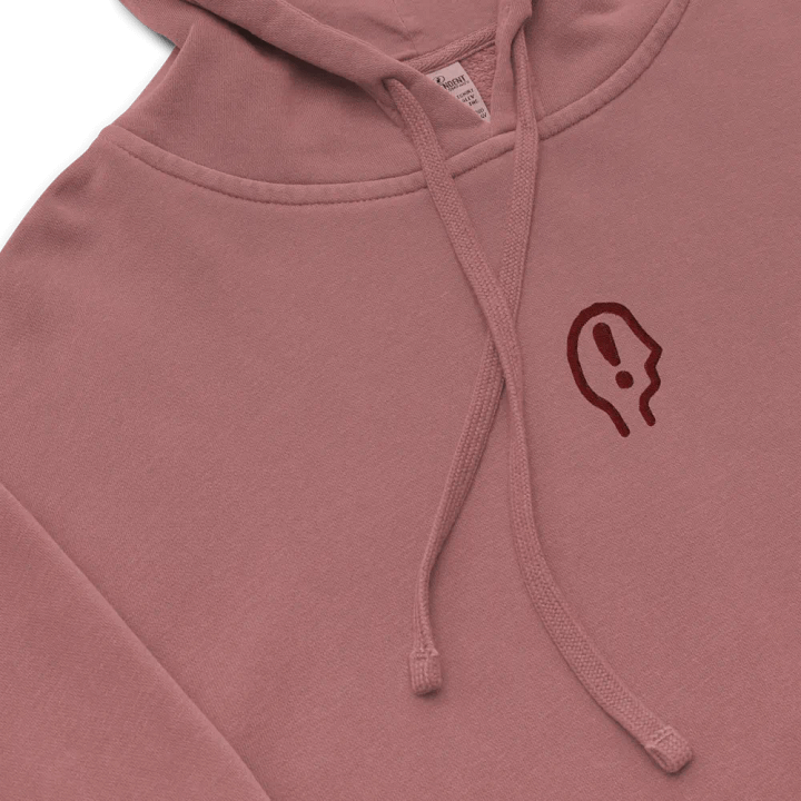 EXCLAIMING MENTALLY (C. maroon) embroidered pigment hoodie product image (1)