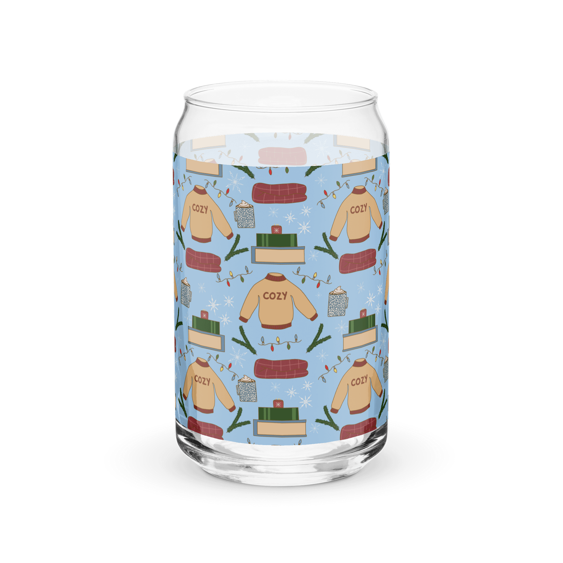 Cozy Winter Pattern in Blue Glass Tumbler product image (5)