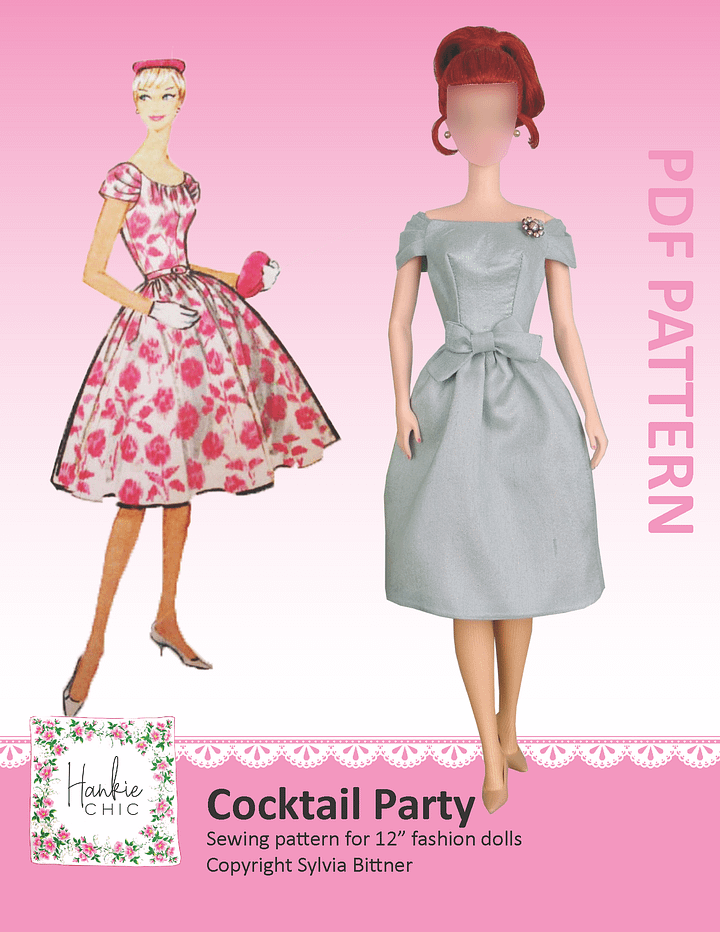 Cocktail Party sewing pattern for 12" fashion dolls product image (1)