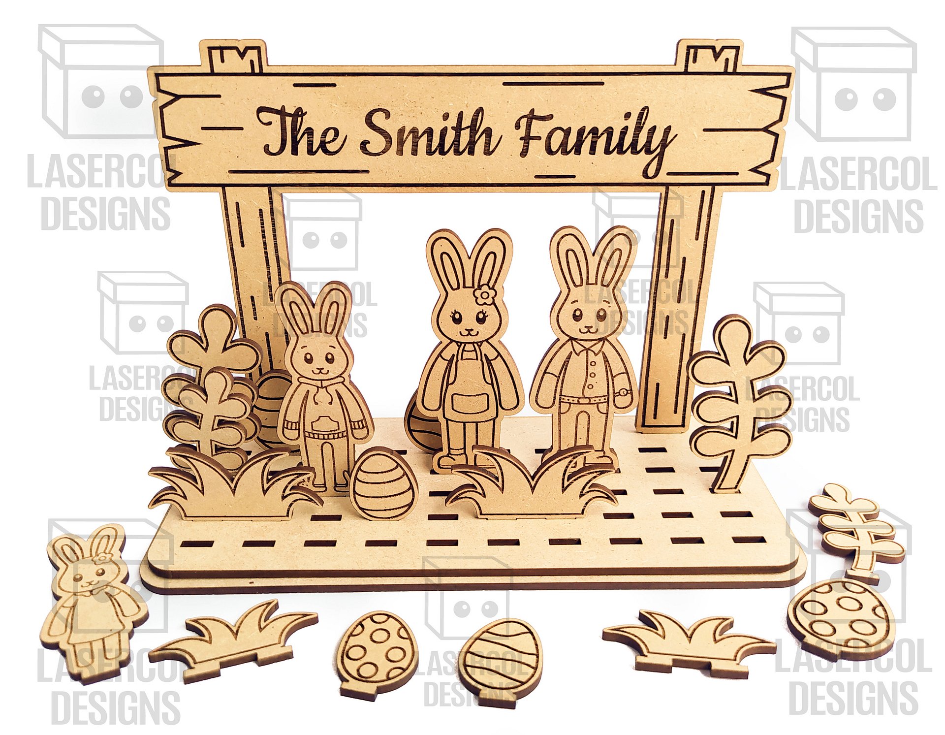 Easter Bunny Family Diorama (15 Different Bunnies) - Laser Cut Files product image (8)