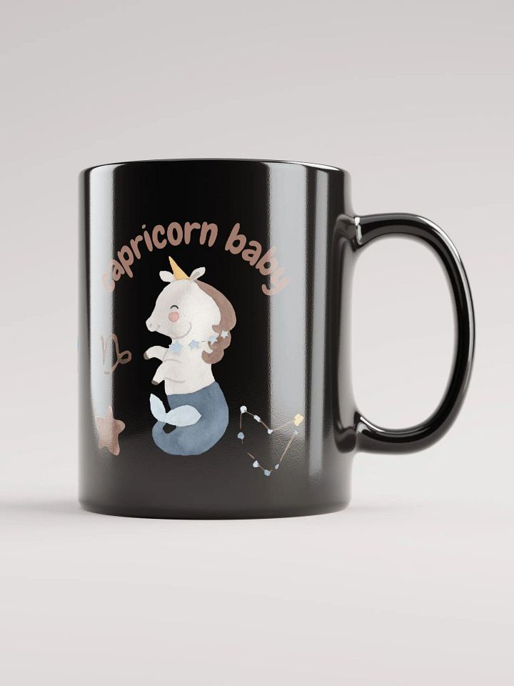 Capricorn Baby December 22 – January 19 BLACK GLOSSY MUG Baby Gift, New Baby Gift, Fun Astrology Gift product image (1)