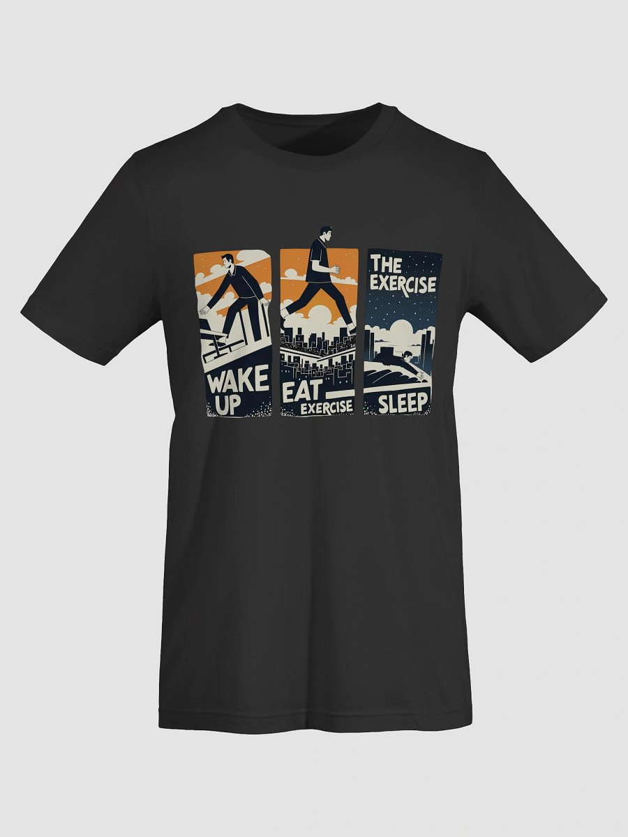 Clean-Line Daily Routine Art | Wake-Eat-Exercise-Sleep Print Soft T-Shirt product image (55)