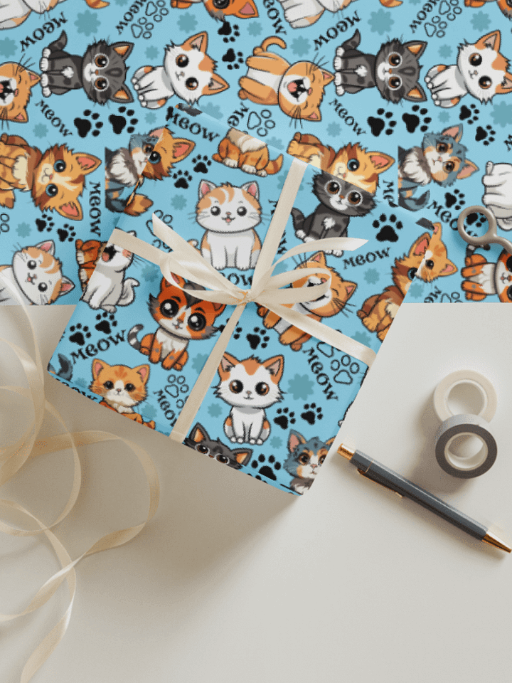 Meow Magic Wrapping Paper - Blue product image (1)