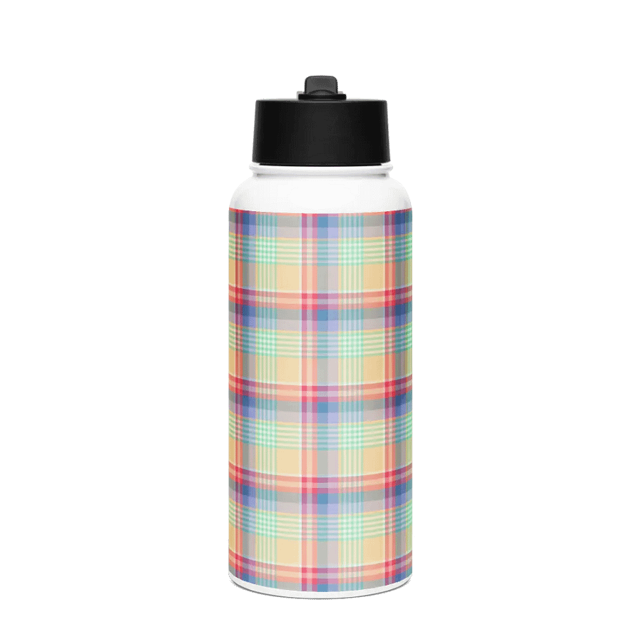 Bright Pastel Plaid Water Bottle product image (4)