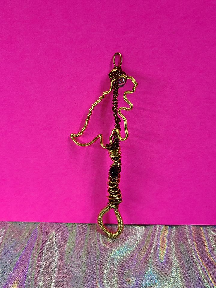 Dino Handmade Bubble Wand - wire wrapped pendant product image (1)