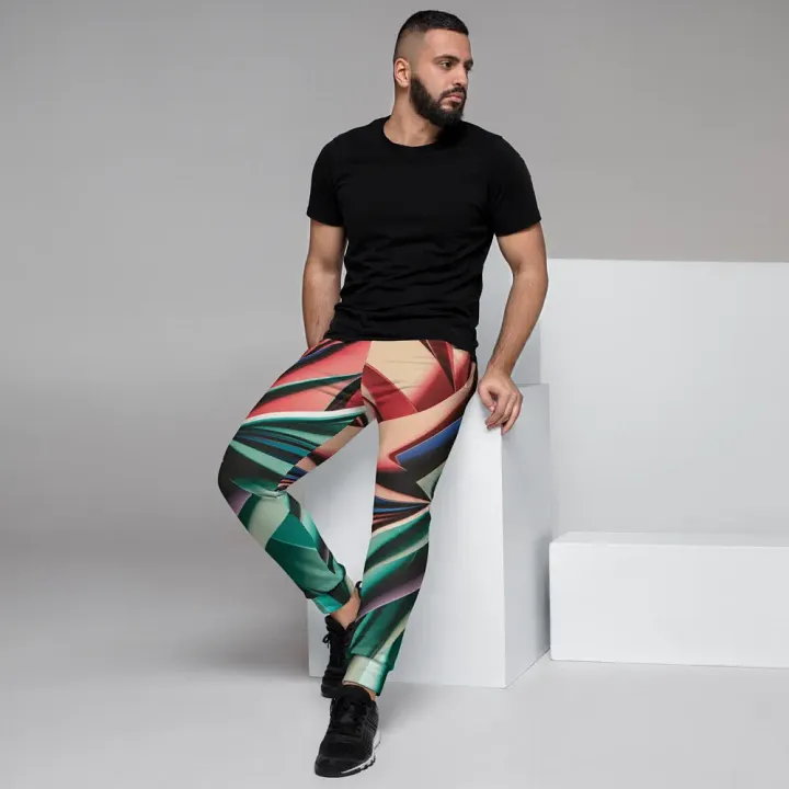 Abstract Geometric Recycled Men's Joggers in Vibrant Colors (XS-3XL) product image (1)