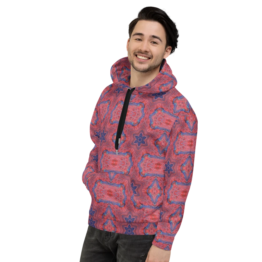 Abstract Repeating Star Pattern in Red Unisex All Over Print Hoodie product image (5)