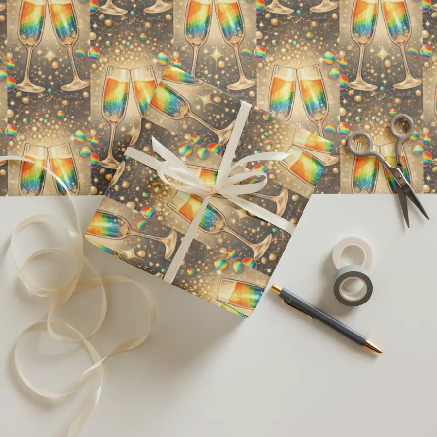 Rainbow Champagne Celebration Wrapping Paper Set product image (12)