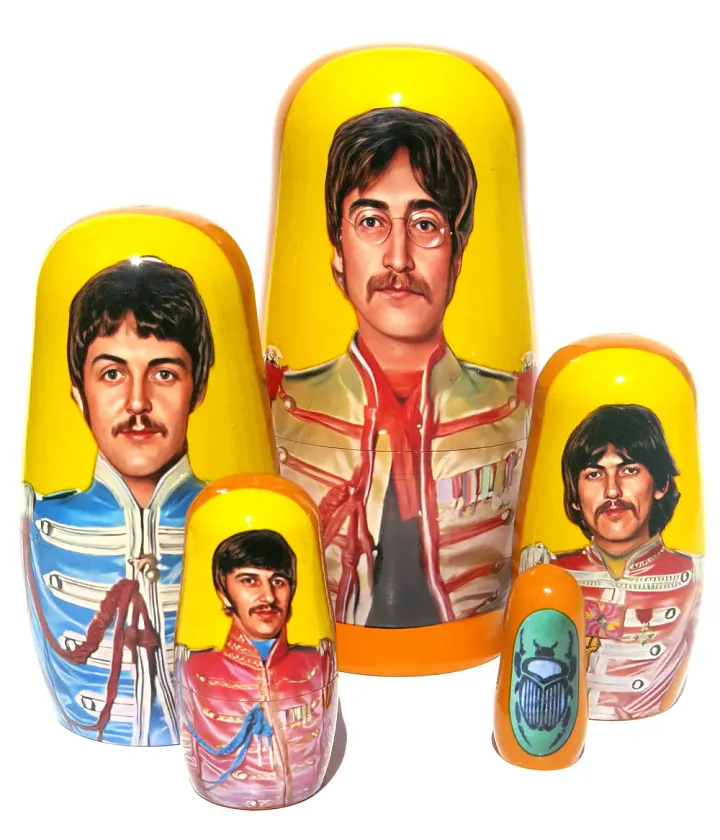 The Beatles John Lennon 5 Piece Nesting Doll Set - Handcrafted Stacking Matryoshka Set - FREE U.S. SHIPPING! product image (1)