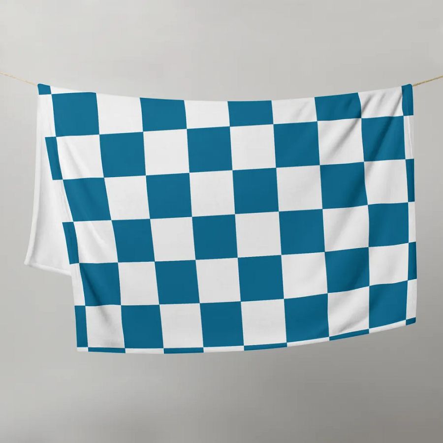 Squares White and Teal/Throw Blanket by Allcolor product image (11)