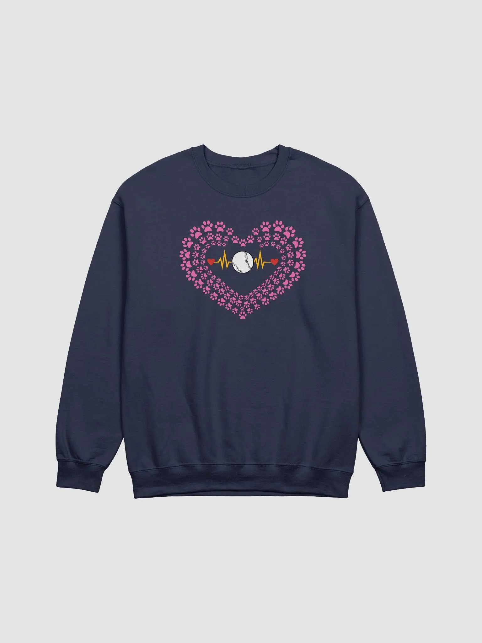 Heart Paw Print Baseball Crewneck Sweatshirt product image (13)